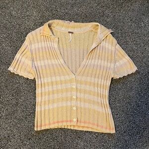 Free people yellow crochet top